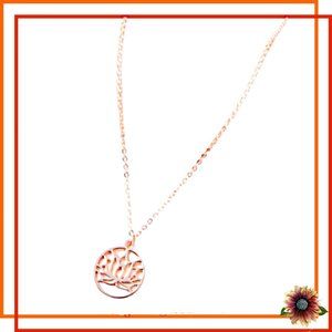 NEW ROSE GOLD TONE LOTUS PENDANT O CHAIN WITH 2" EXTENSION